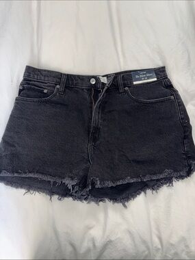 Abercrombie & Fitch Black Mom Short Curve Love Frayed Denim Shorts